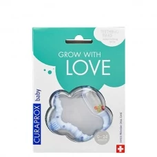 Прорізувач Curaprox Baby Blue з м'яким брязкальцем для прорізування зубів (0-24 м.) ЄС
