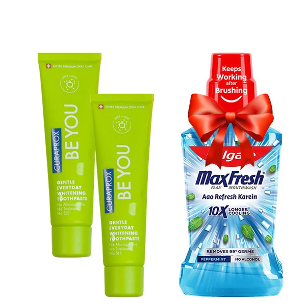 Відбілююча зубна паста Curaprox Be You Green зі смаком яблука та алое (60 мл.) (2 шт.) + Подарунок ЄС