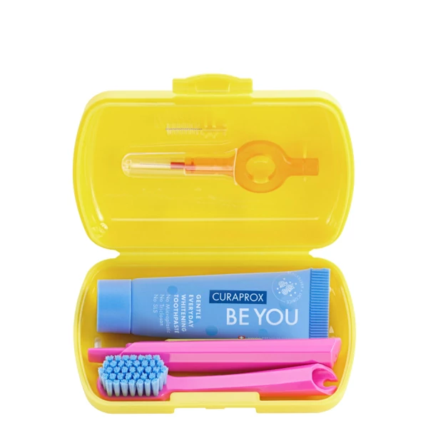 Дорожній набір Curaprox Be you Yellow: Мануальна зубна щітка CS 5460 + Зубна паста Be you ожина та солодка (10 мл.)