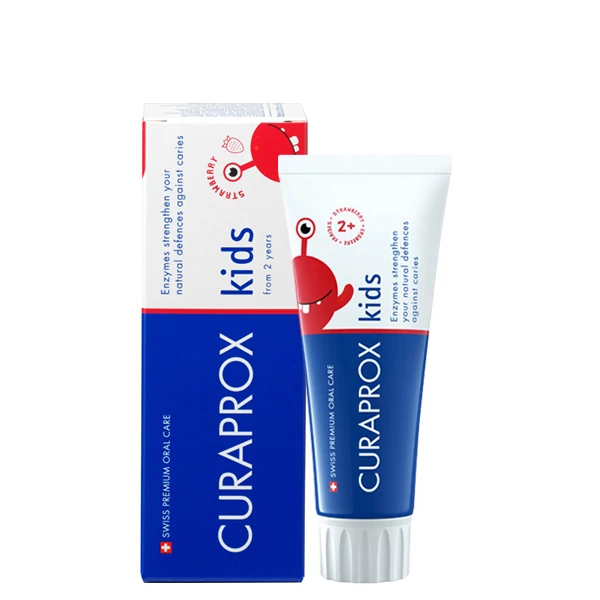 Дитяча зубна паста Curaprox Kids із фтором 950 ppm (від 2 років) зі смаком полуниці (60 мл.)