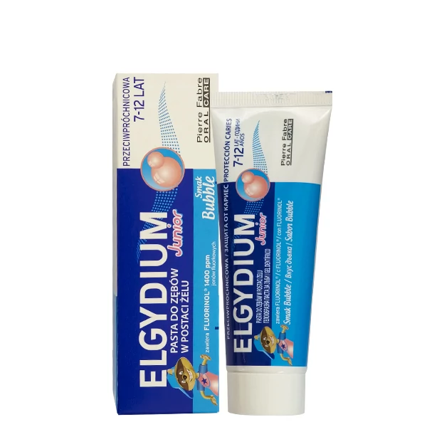 Зубна паста дитяча Elgydium Junior Bubble зі смаком жувальної гумки 7-12 років (50 мл.) ЄС