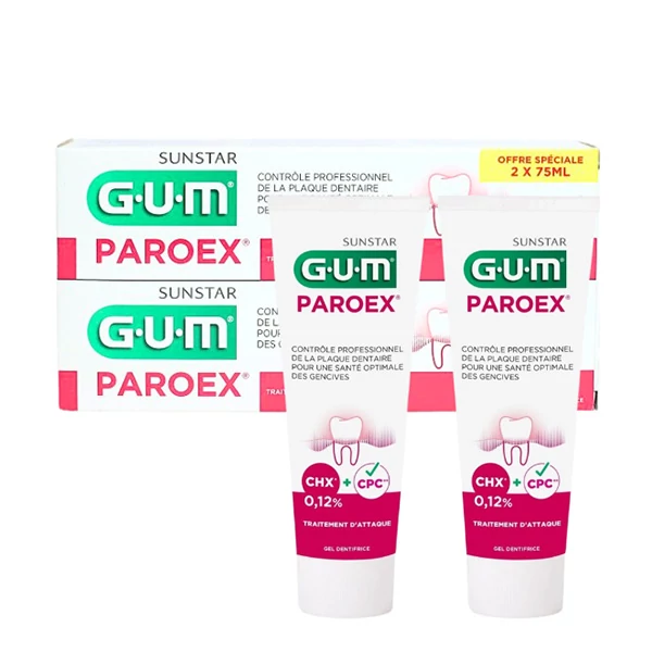 Зубна паста GUM Paroex з хлоргексидином 0,12% (2 шт.) (75 мл.) ЄС