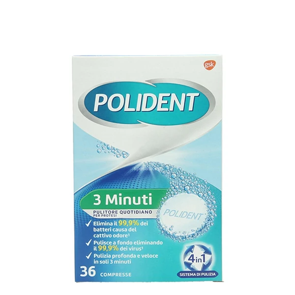 Таблетки для чищення зубних протезів Polident (36 шт.) ЄС