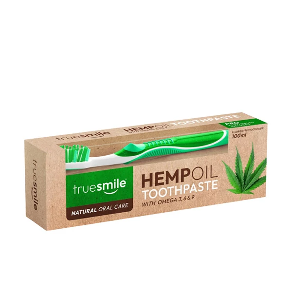 Зубна паста + зубна щітка Truesmile Hemp Oil без фтору (100 мл.) ЄС