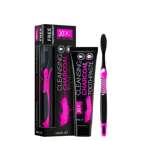 Зубна паста + зубна щітка Xpel Xoc з активованим вугіллям (100 мл.) ЄС