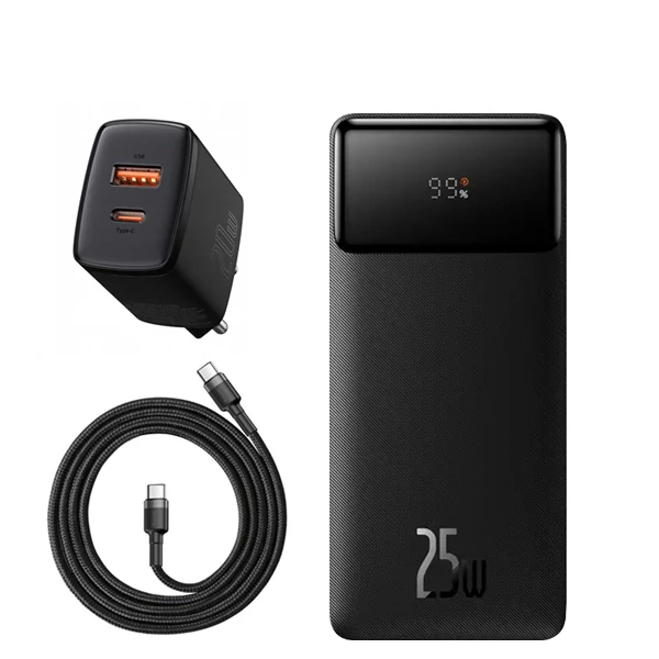 Повербанк (Power Bank) Baseus 25W 20000mAh PPBD25K Black + USB-C Type-C та адаптер ЄС