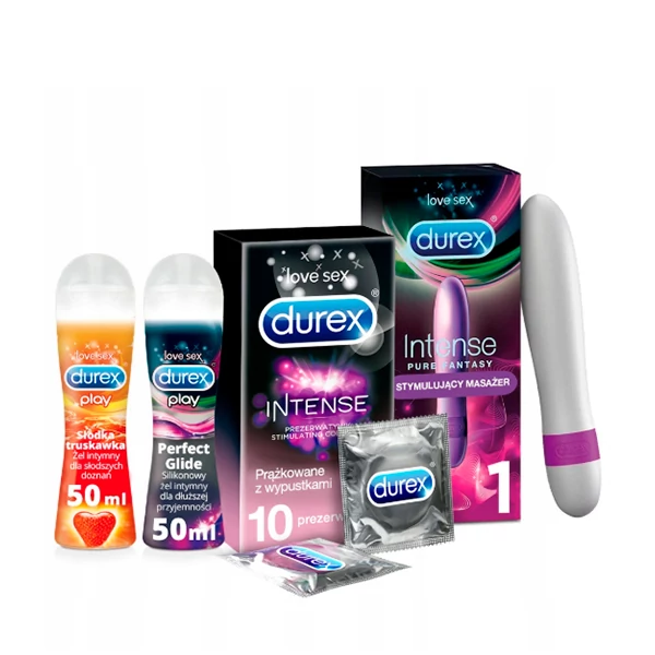 Вібратор DUREX Intense Pure Fantasy + Презервативи 10 шт. + Інтимний гель Play Perfect Glide + Інтимний гель Play Солодка полуниця ЄС