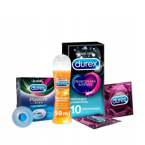 Набір Durex Performax Intense (10 шт.) + Durex Pleasure Ring + гель-змазка Play ЄС