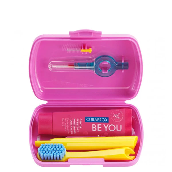 Дорожній набір Curaprox Be you Pink: Мануальна зубна щітка CS 5460 + Зубна паста Be you джин-тонік (10 мл.)