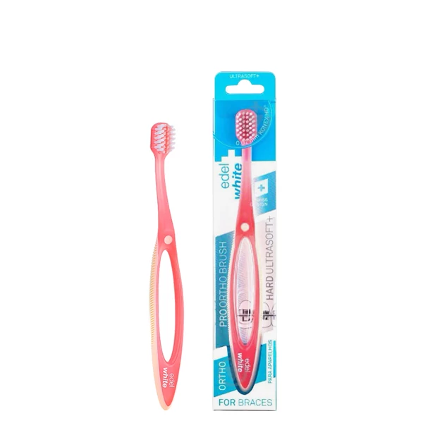 Мануальна зубна щітка Edel+White Pro-Ortho ортодонтична м'яка Pink