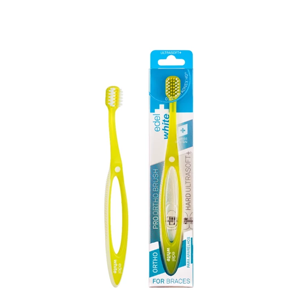 Мануальна зубна щітка Edel+White Pro-Ortho ортодонтична м'яка Yellow