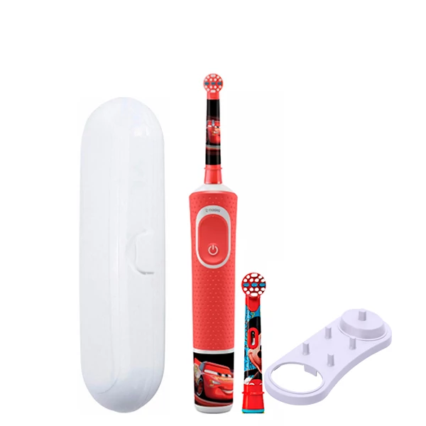 Дитяча зубна щітка Oral-B D100 Kids &quot;Тачки&quot; 2 нас. і підставка + футляр білий