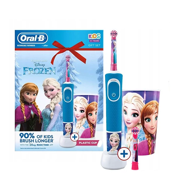 Дитяча зубна щітка Oral-B D100.413.2K Kids &quot;Холодне серце&quot; + стакан