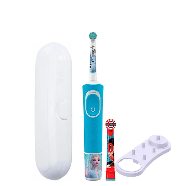 Дитяча зубна щітка Oral-B D100 Kids Холодне серце Extra Soft (2 нас.) і підставка + Футляр білий