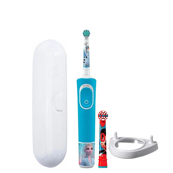 Дитяча зубна щітка Oral-B D100 Kids Холодне серце Extra Soft (2 нас.) і підставка ріжок + Футляр білий ЄС