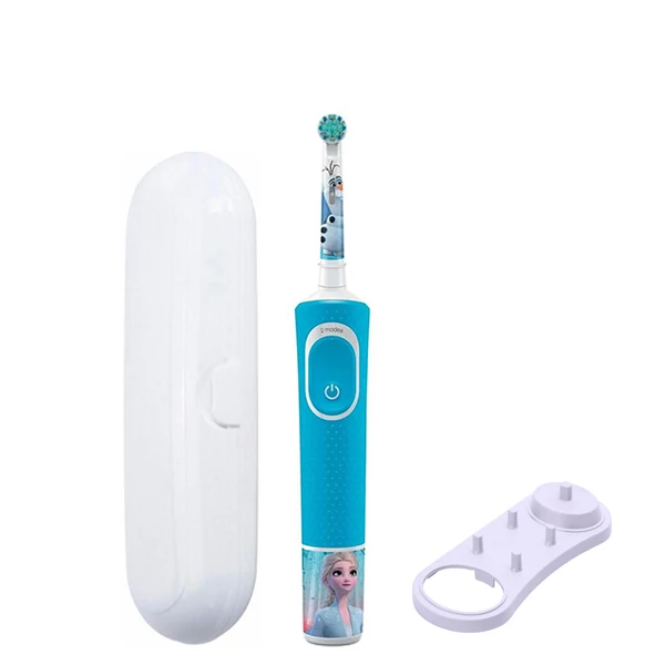 Дитяча зубна щітка Oral-B D100 Kids Холодне серце Extra Soft підставка + Футляр білий