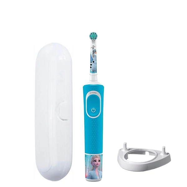 Дитяча зубна щітка Oral-B D100 Kids Холодне серце Extra Soft підставка ріжок + Футляр білий ЄС