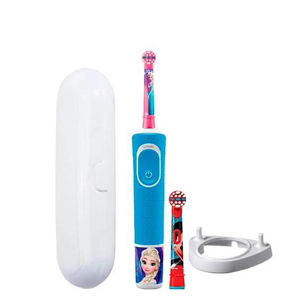 Дитяча зубна щітка Oral-B D100 Kids Холодне серце 2 нас. і підставка ріжок + футляр білий ЄС