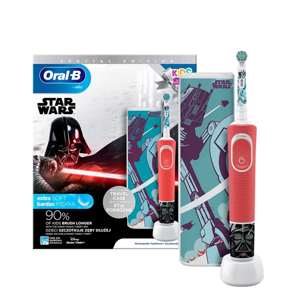 Зубна щітка Braun Oral-B D100.413.2KX Kids Extra Soft Star Wars з футляром ЄС