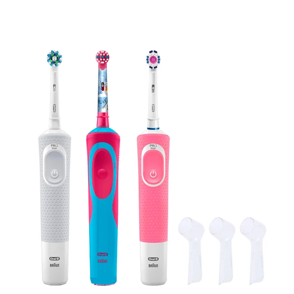 Зубні щітки Vitality D100 + D12 Kids Girl Сімейний набір 3 в 1 c ковпачками ЄС