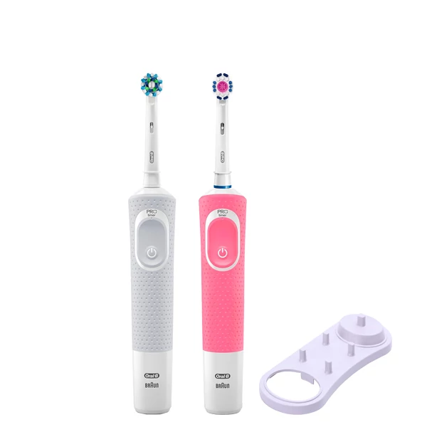Зубна щітка Vitality D100 White + Pink з підставкою ЄС
