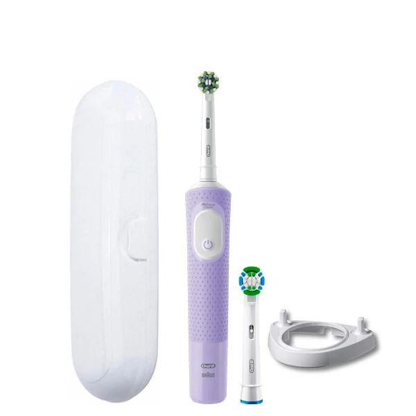 Електрична зубна щітка Oral-B D103 Vitality Pro Cross Action CleanMaximiser Lilac Mist Violet (2 нас.) + Підставка ріжок та футляр ЄС
