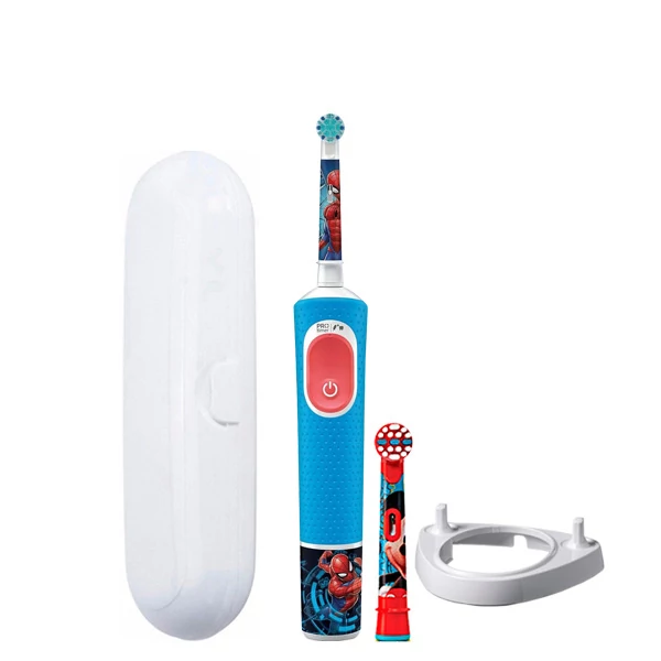 Електрична зубна щітка Oral-B D103.413.2K Vitality Pro Kids Spider-Man (2 нас.) і підставка ріжок + Футляр білий ЄС