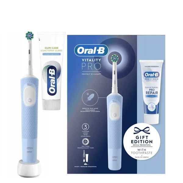 Електрична зубна щітка Oral-B D103.413.3D Vitality Pro Gift Edition Blue ЄС