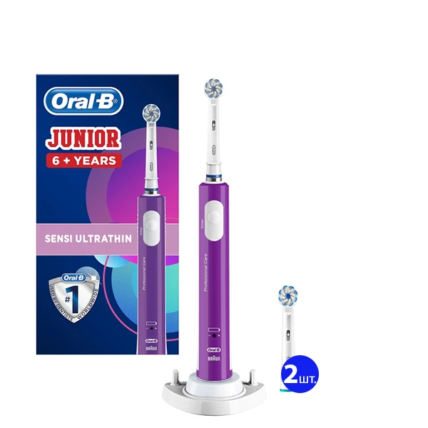 Зубна щітка Oral-B D16 Junior Purple для дітей 6+ (3 нас.) + ріжок ЄС