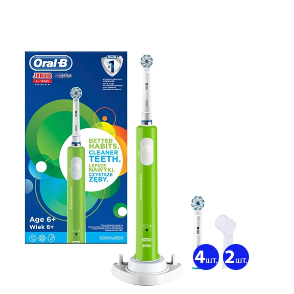 Зубна щітка Oral-B D16.513.1 Junior Green для дітей 6+ (5 нас.) + ріжок