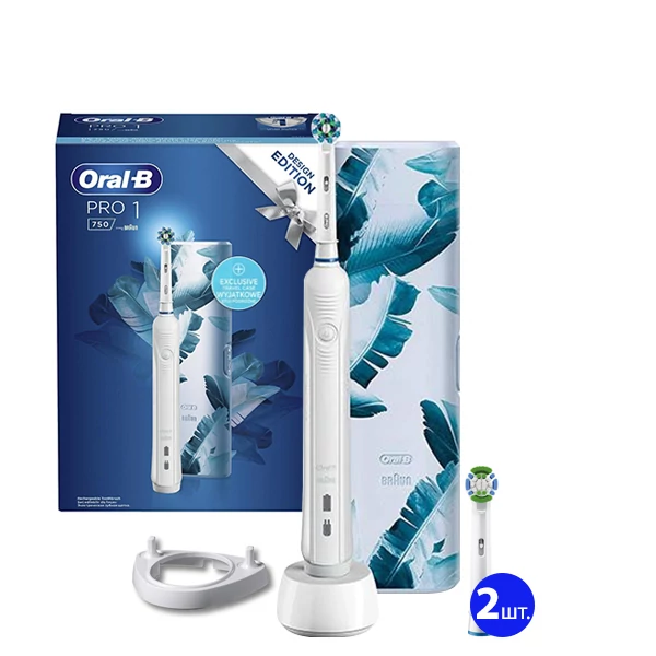 Зубна щітка Oral-B D16 PRO 750 Cross Action Design Edition White (3 нас.) + ріжок