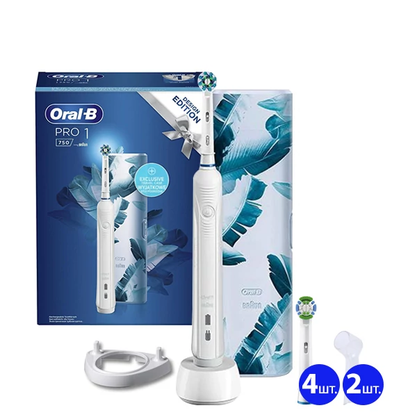 Зубна щітка Oral-B D16 PRO 750 Cross Action Design Edition White (5 нас.) + ріжок