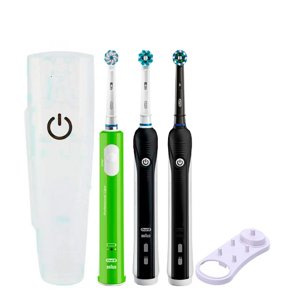 Зубна щітка Oral-B D16 PRO Family Pack 3in1 Black + Black + Junior Green з футляром+підставка ЄС