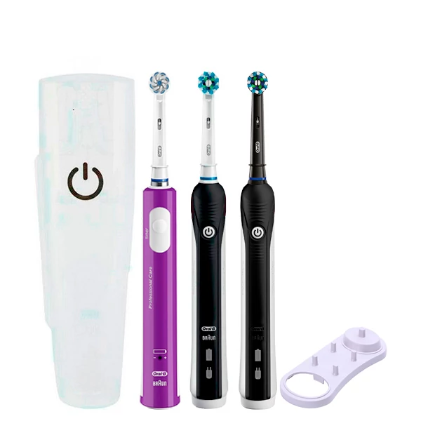 Зубна щітка Oral-B D16 PRO Family Pack 3in1 Black + Black + Junior Purple з футляром+підставка ЄС