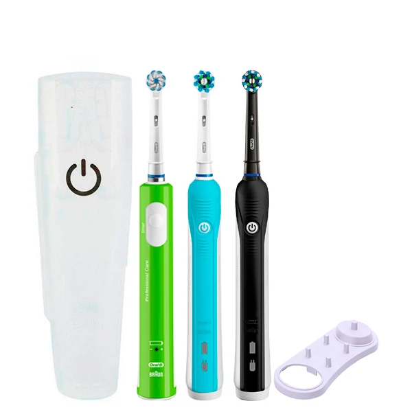 Зубна щітка Oral-B D16 PRO Family Pack 3in1 Blue + Black + Junior Green з футляром+підставка ЄС