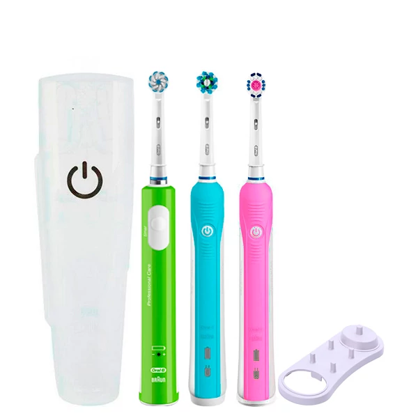 Зубна щітка Oral-B D16 PRO Family Pack 3in1 Blue + Pink + Junior Green з футляром+підставка ЄС