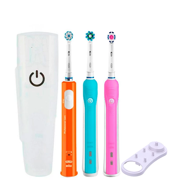 Зубна щітка Oral-B D16 PRO Family Pack 3in1 Blue + Pink + Junior Orange з футляром+підставка ЄС