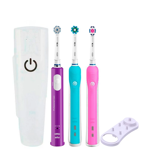 Зубна щітка Oral-B D16 PRO Family Pack 3in1 Blue + Pink + Junior Purple з футляром+підставка
