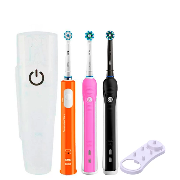 Зубна щітка Oral-B D16 PRO Family Pack 3in1 Pink + Black + Junior Orange з футляром+підставка