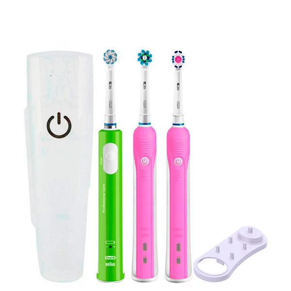 Зубна щітка Oral-B D16 PRO Family Pack 3in1 Pink + Pink + Junior Green з футляром+підставка ЄС