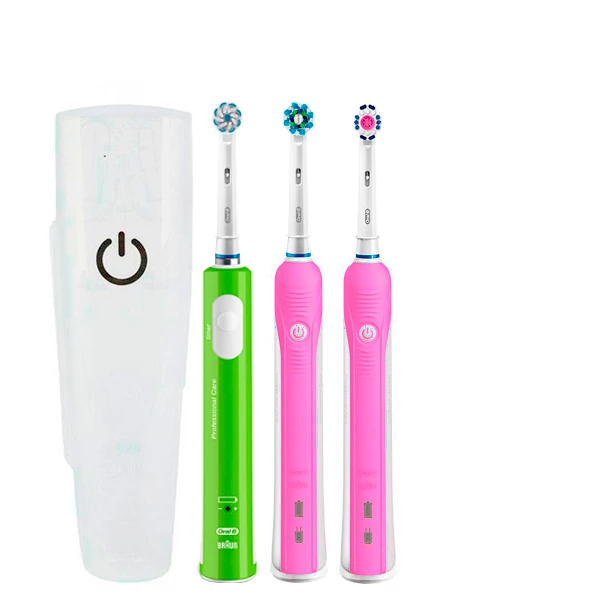 Зубна щітка Oral-B D16 PRO Family Pack 3in1 Pink + Pink + Junior Green з футляром ЄС