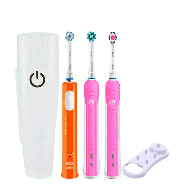 Зубна щітка Oral-B D16 PRO Family Pack 3in1 Pink + Pink + Junior Orange з футляром+підставка ЄС