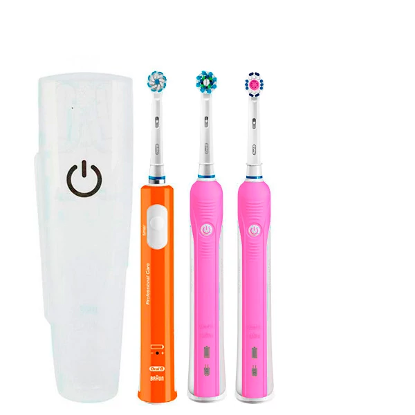 Зубна щітка Oral-B D16 PRO Family Pack 3in1 Pink + Pink + Junior Orange з футляром ЄС
