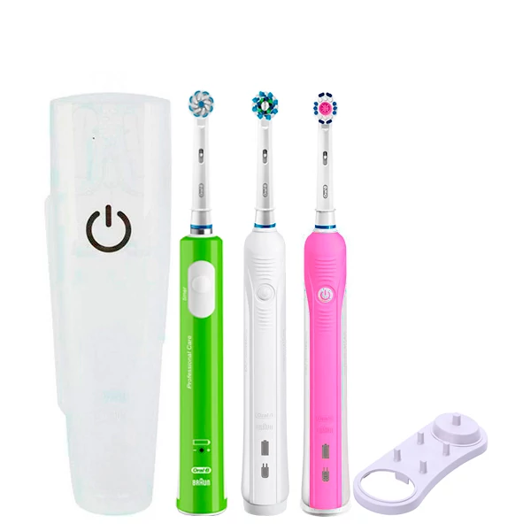 Зубна щітка Oral-B D16 PRO Family Pack 3in1 White + Pink + Junior Green з футляром+підставка ЄС