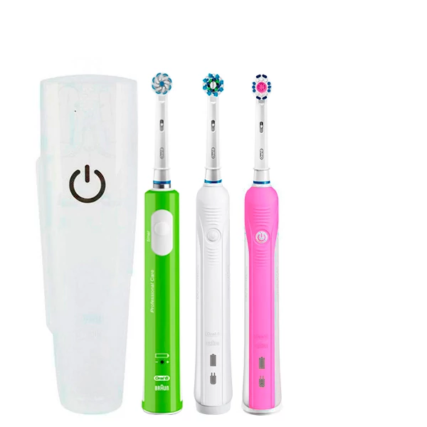 Зубна щітка Oral-B D16 PRO Family Pack 3in1 White + Pink + Junior Green з футляром ЄС