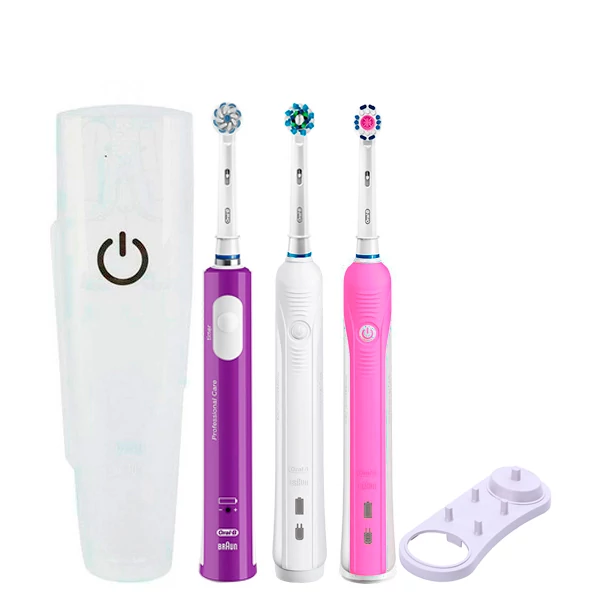 Зубна щітка Oral-B D16 PRO Family Pack 3in1 White + Pink + Junior Purple з футляром+підставка ЄС