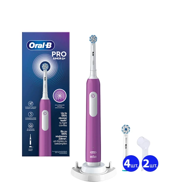 Електрична зубна щітка Oral-B D305 Pro Junior 6+ Purple (5 нас.) + Ріжок ЄС