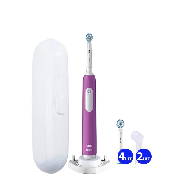Електрична зубна щітка Oral-B D305 Pro Junior 6+ Purple (5 нас.) з футляром + Ріжок ЄС