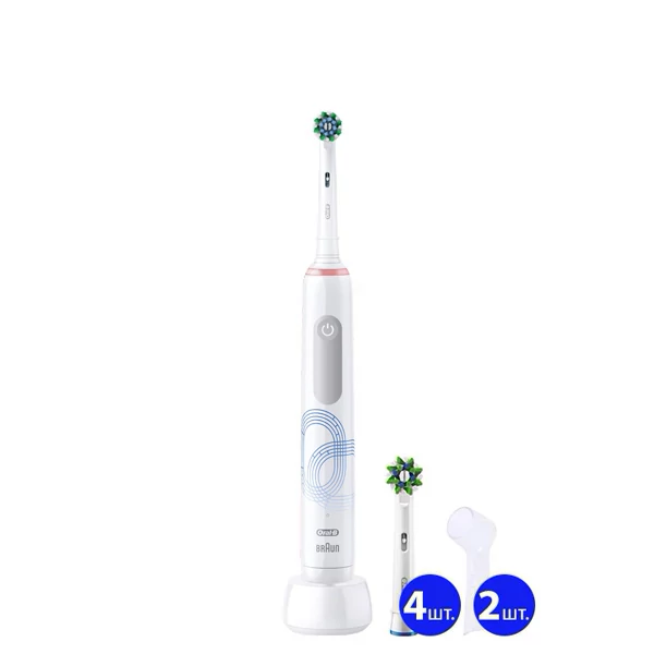 Електрична зубна щітка Oral-B D505 PRO 3 3000 Cross Action Olympic Edition White (5 нас.) + 2 ковпачки ЄС