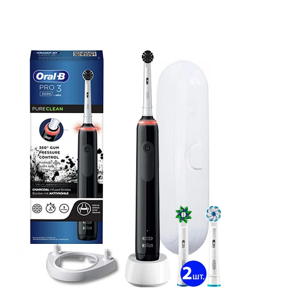Електрична зубна щітка Oral-B D505 PRO 3 3000 Black (4 нас.) Ріжок + Футляр ЄС
